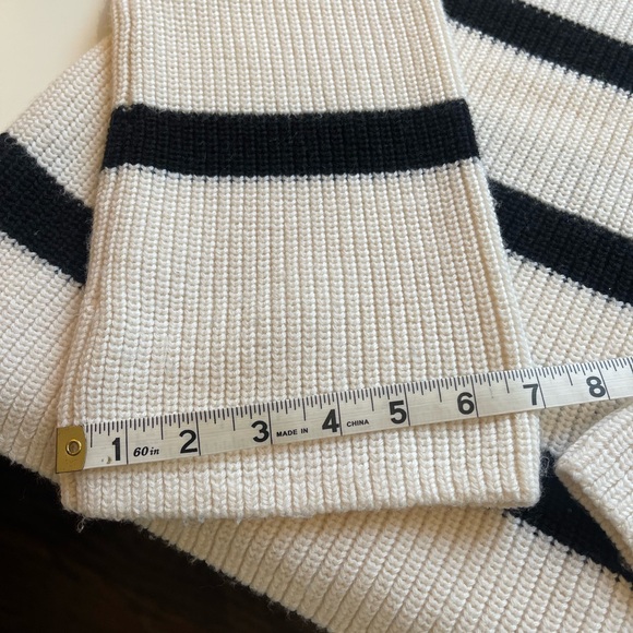 Banana Republic-Merino Wool Blend Sweater-Bell Sleeves-Mock Neck-Mariner Stripe - Picture 11 of 14